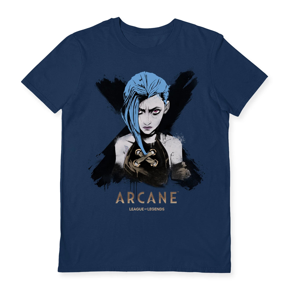 Arcane League of Legends Jinx Portrait Navy Blue Unisex T-Shirt