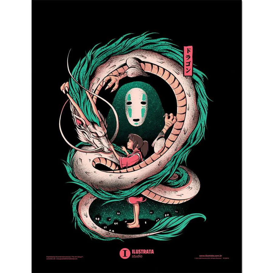 Studio Ghibli Spirited Away Ilustrata The Girl and the Dragon Framed Collector Print