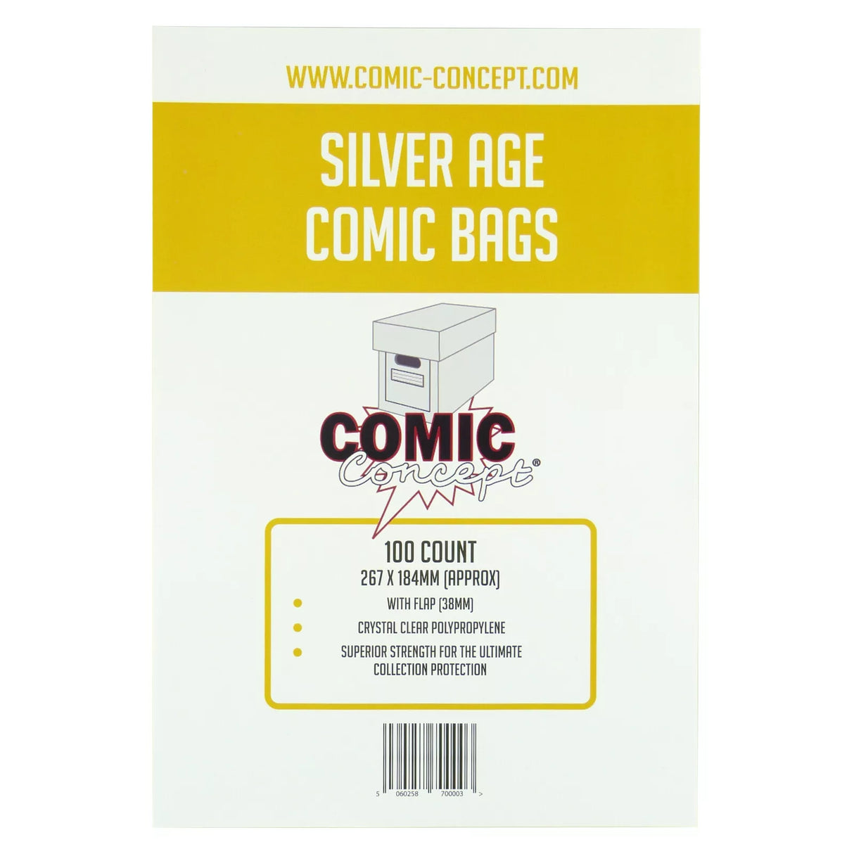 Comic Concept Silver Age Comic Bags 100-Pack