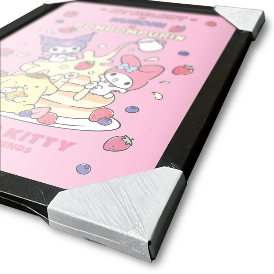 Hello Kitty and Friends My Melody, Kuromi and Pompompurin With Pancakes Framed Collector Print
