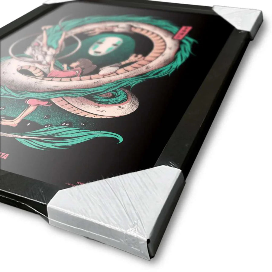 Studio Ghibli Spirited Away Ilustrata The Girl and the Dragon Framed Collector Print