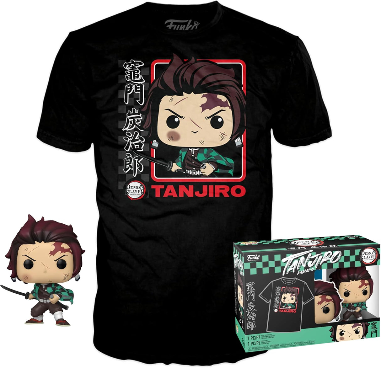 Demon Slayer Tanjiro Kamado Funko Pop! Vinyl Figure & T-Shirt (X-Large) Set