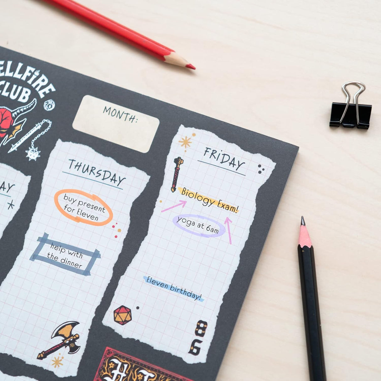 Stranger Things Hellfire Club A4 Weekly Planner