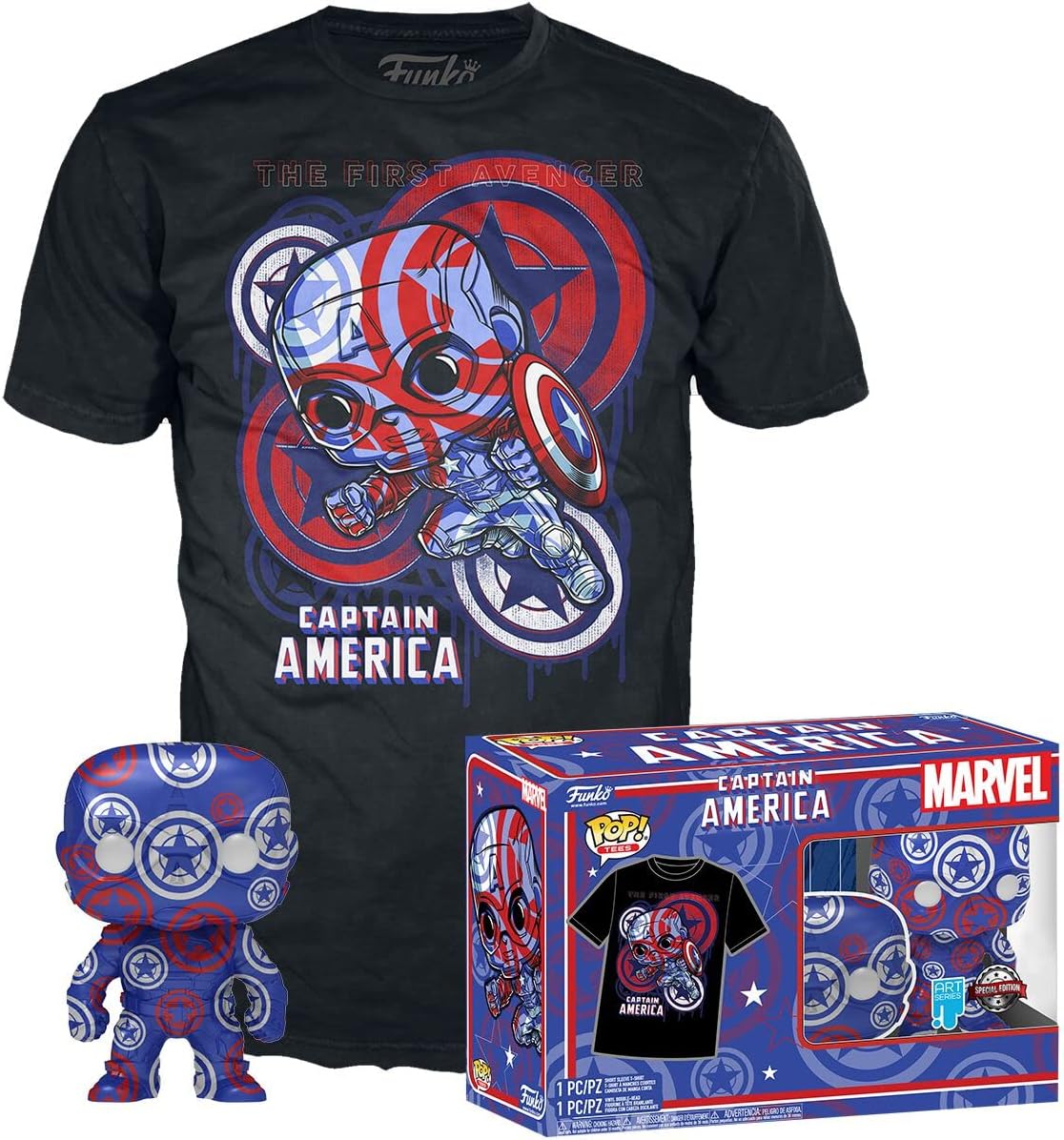 Marvel Patriotic Captain America (Art Series) Funko Pop! Vinyl Figure #36 & T-Shirt (Small) Set