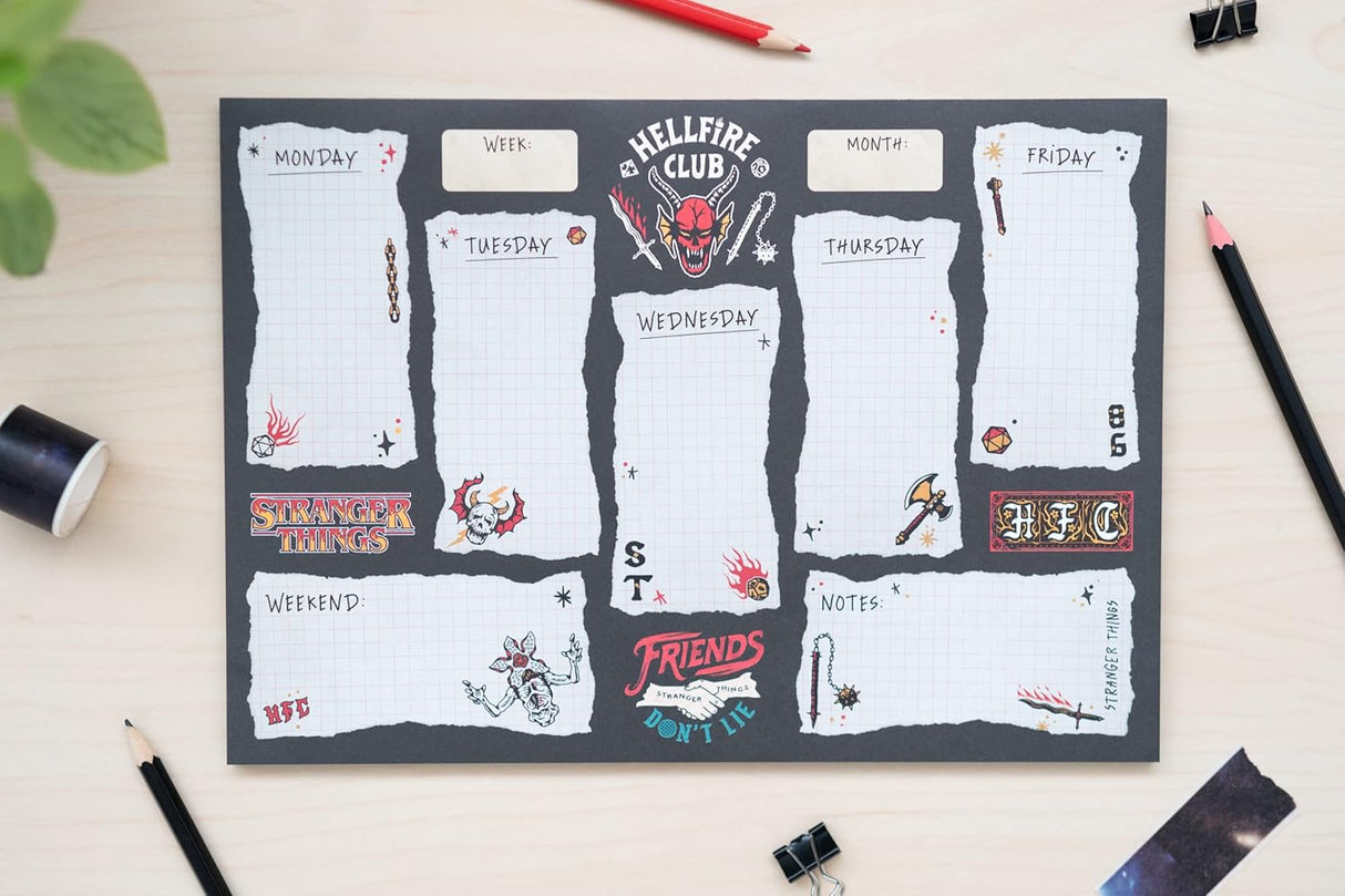 Stranger Things Hellfire Club A4 Weekly Planner