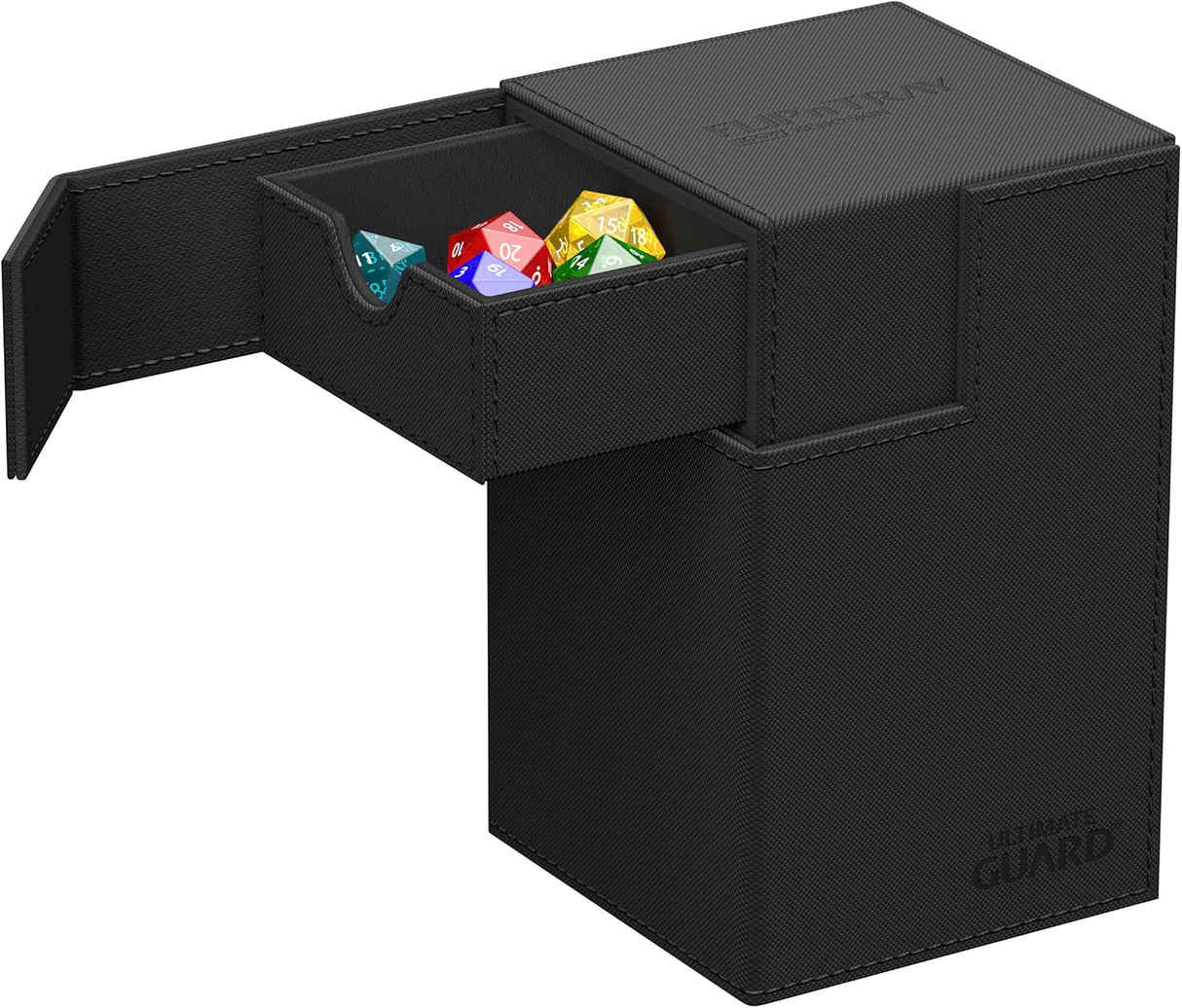 Ultimate Guard Flip 'n' Tray Xenoskin Trading Card Deck Box & Dice Tray (Black) (100+ Capacity)