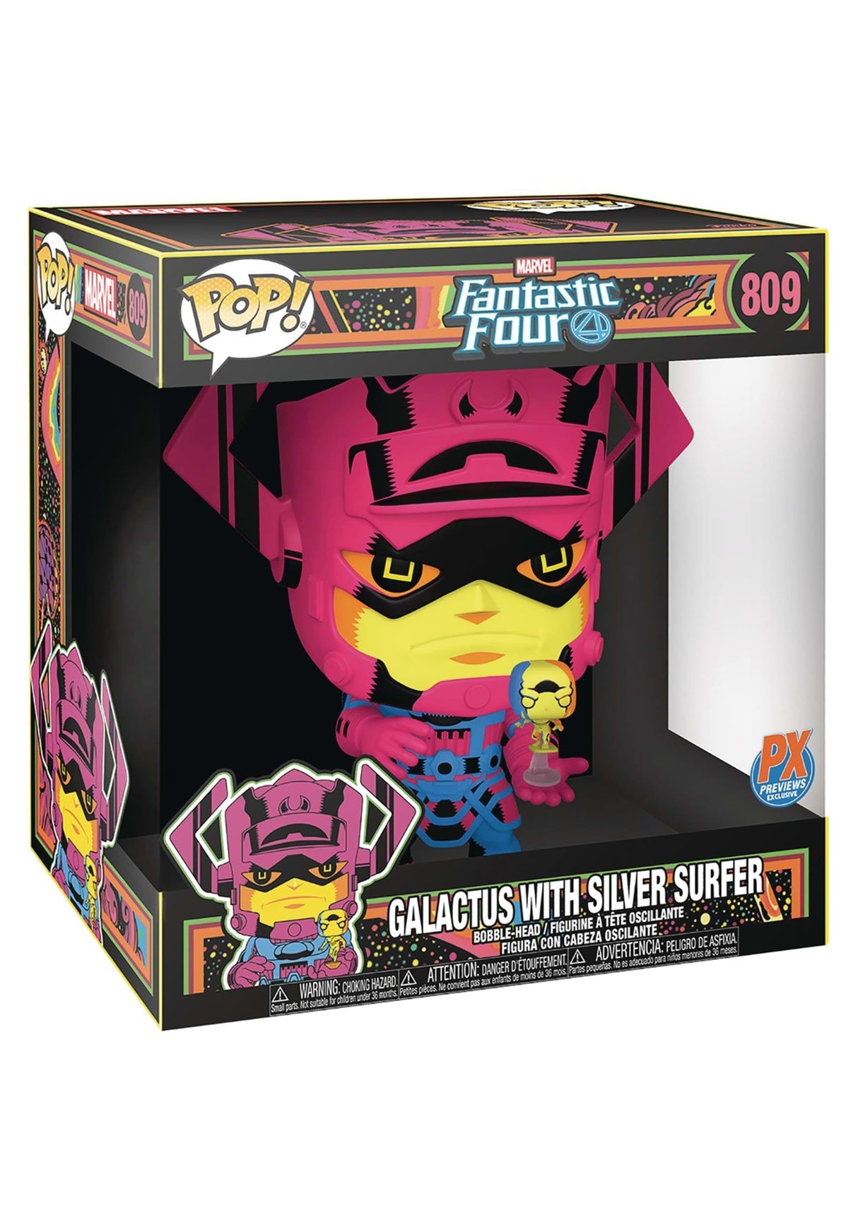 Marvel Fantastic Four Galactus With Silver Surfer (Blacklight) Jumbo 10" Funko Pop! Vinyl Figure #809