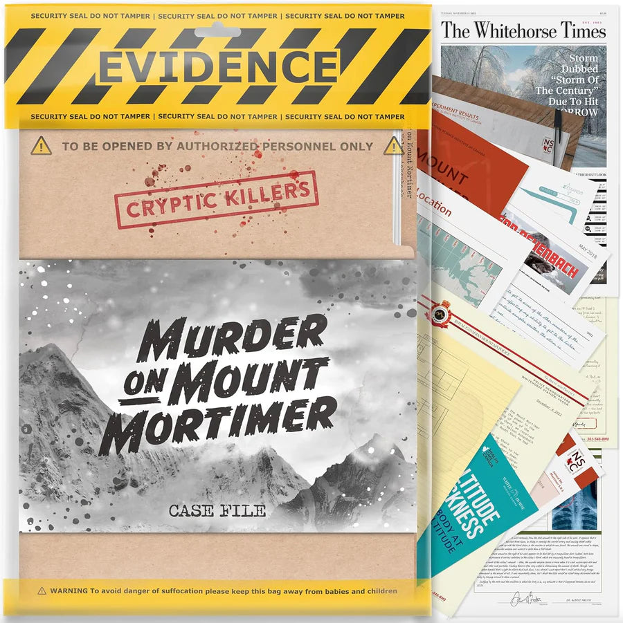 Murder On Mount Mortimer Case File Evidence Bag Cryptic Killers