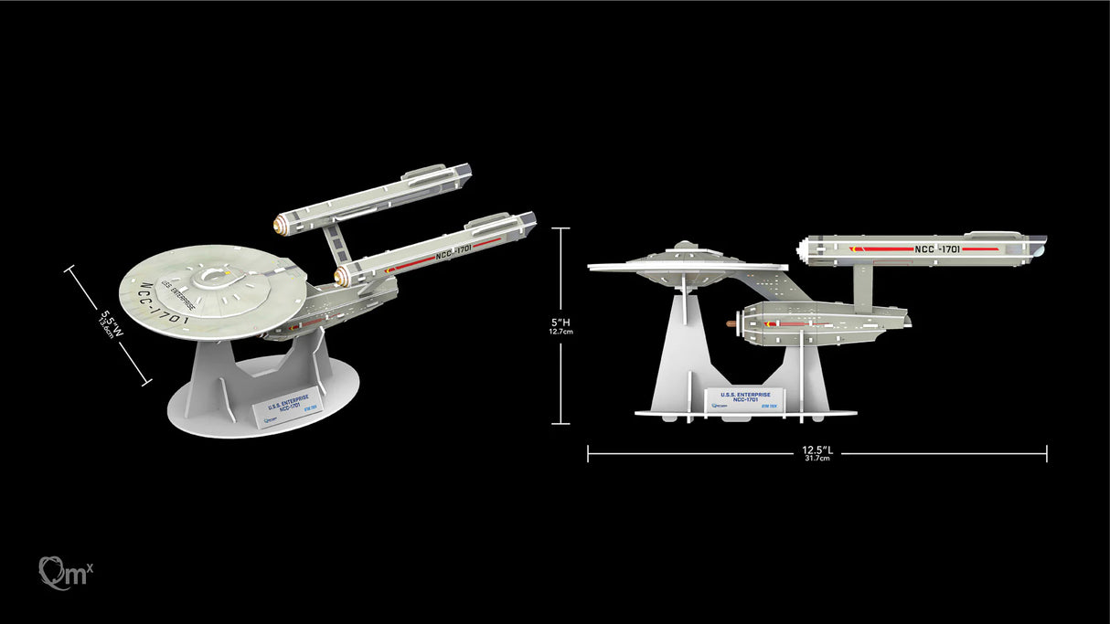 Star Trek TOS USS Enterprise NCC-1701 Qraftworks Puzzlefleet 3D Model Kit