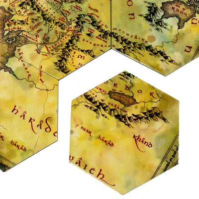 The Lord of the Rings Middle Earth Hex Map Coasters