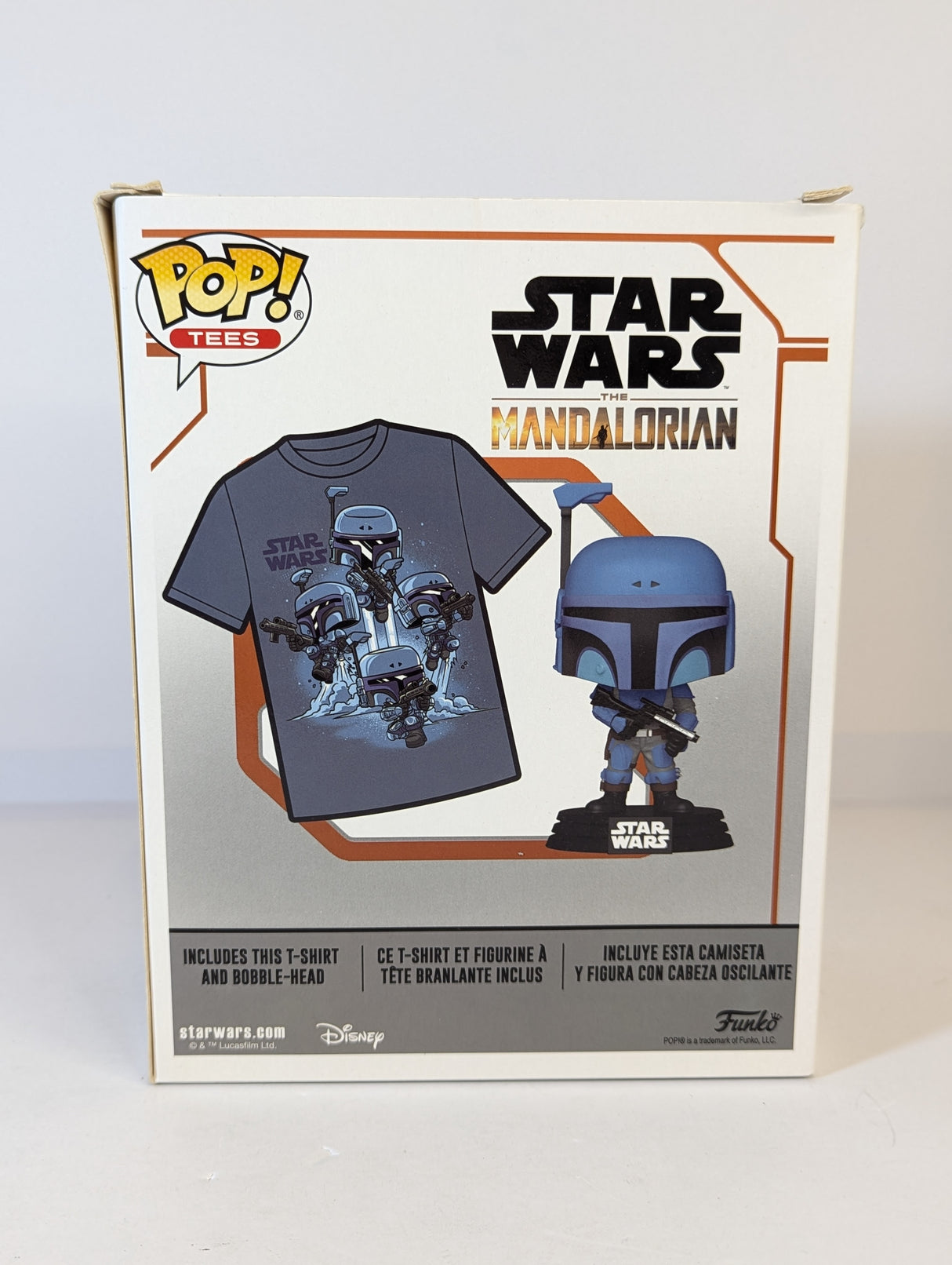 Star Wars The Mandalorian Death Watch Mandalorian (No Stripes) Funko Pop! Vinyl Figure & T-Shirt (Large) Set