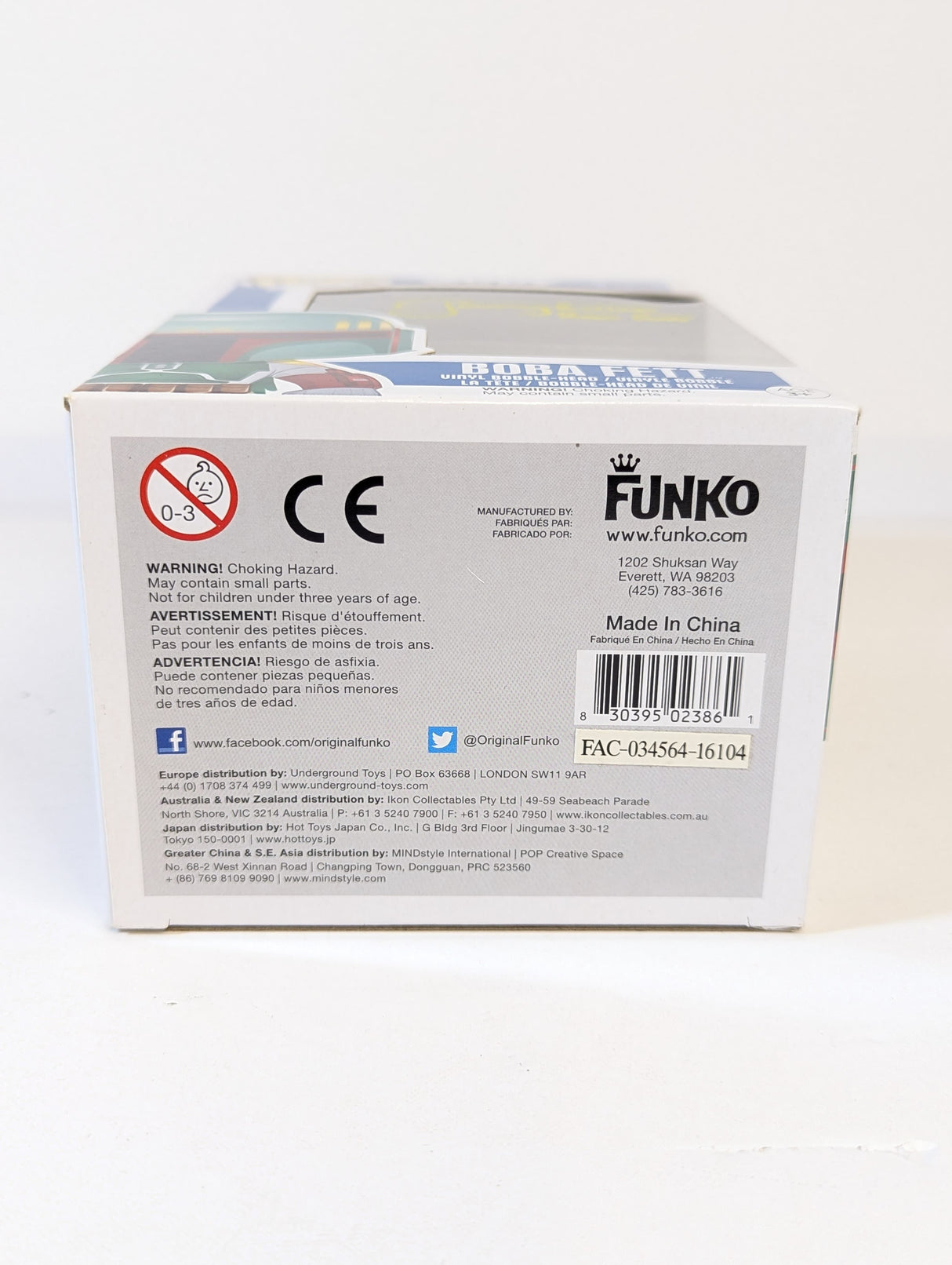 Star Wars Boba Fett Funko Pop! Vinyl Figure #08 Signed by Jeremy Bulloch