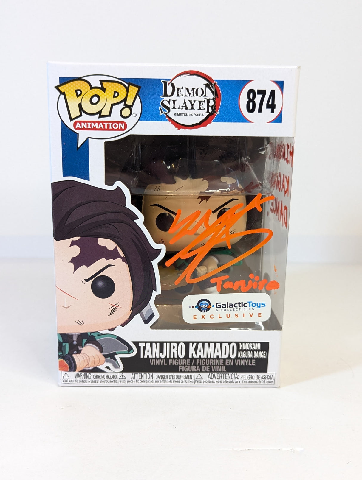 Demon Slayer Tanjiro Kamado (Hinokami Kagura Dance) Funko Pop! Vinyl Figure #874 Signed by Zach Aguilar