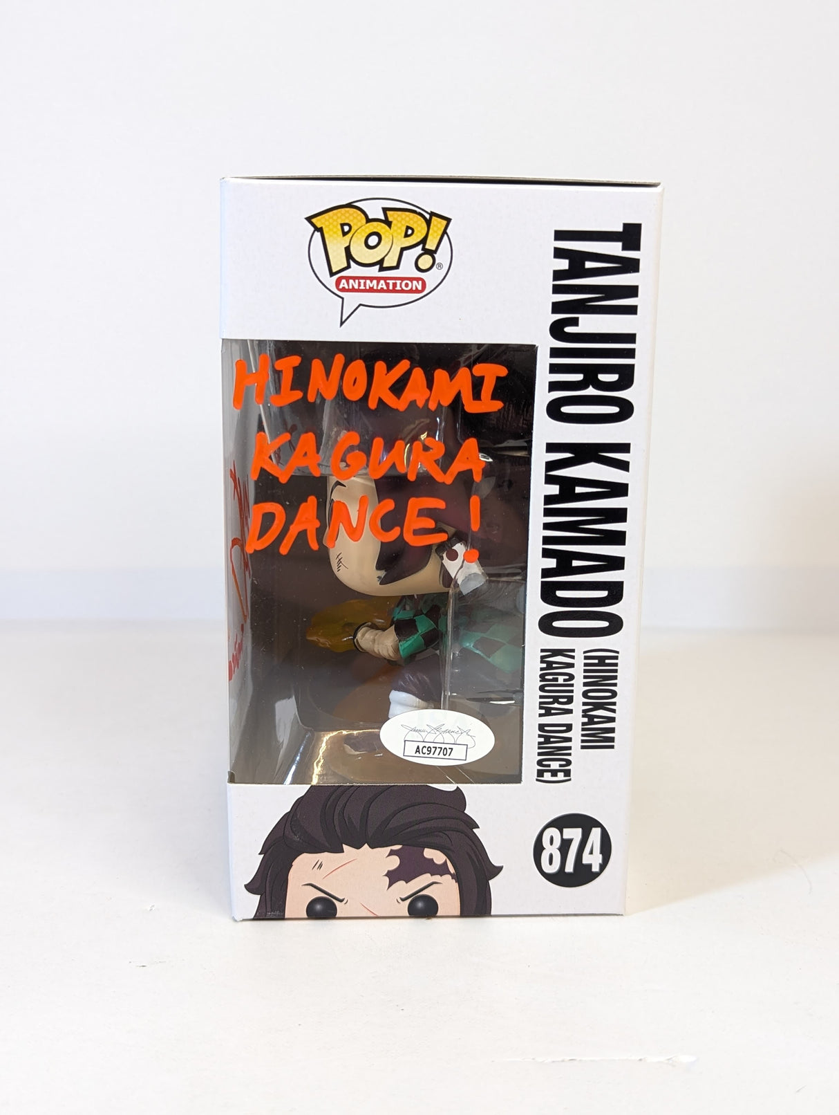 Demon Slayer Tanjiro Kamado (Hinokami Kagura Dance) Funko Pop! Vinyl Figure #874 Signed by Zach Aguilar