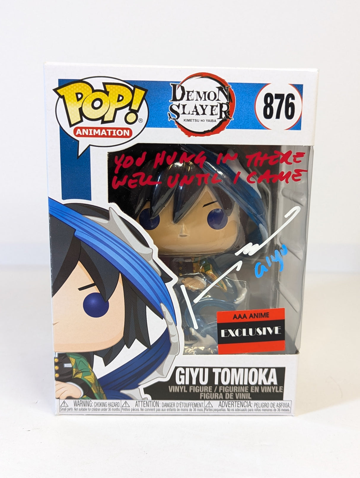 Demon Slayer Giyu Tomioka Funko Pop! Vinyl Figure #876 Signed by Johnny Yong Bosch