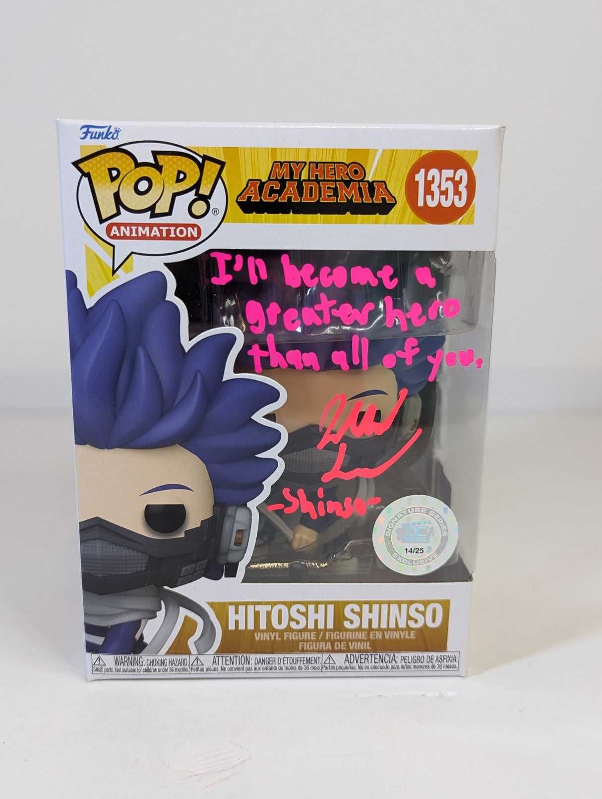 My Hero Academia Hitoshi Shinso Funko Pop! Vinyl Figure #1353 Signed by Jarrod Greene