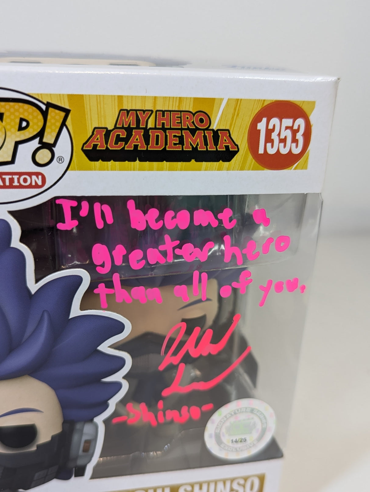 My Hero Academia Hitoshi Shinso Funko Pop! Vinyl Figure #1353 Signed by Jarrod Greene