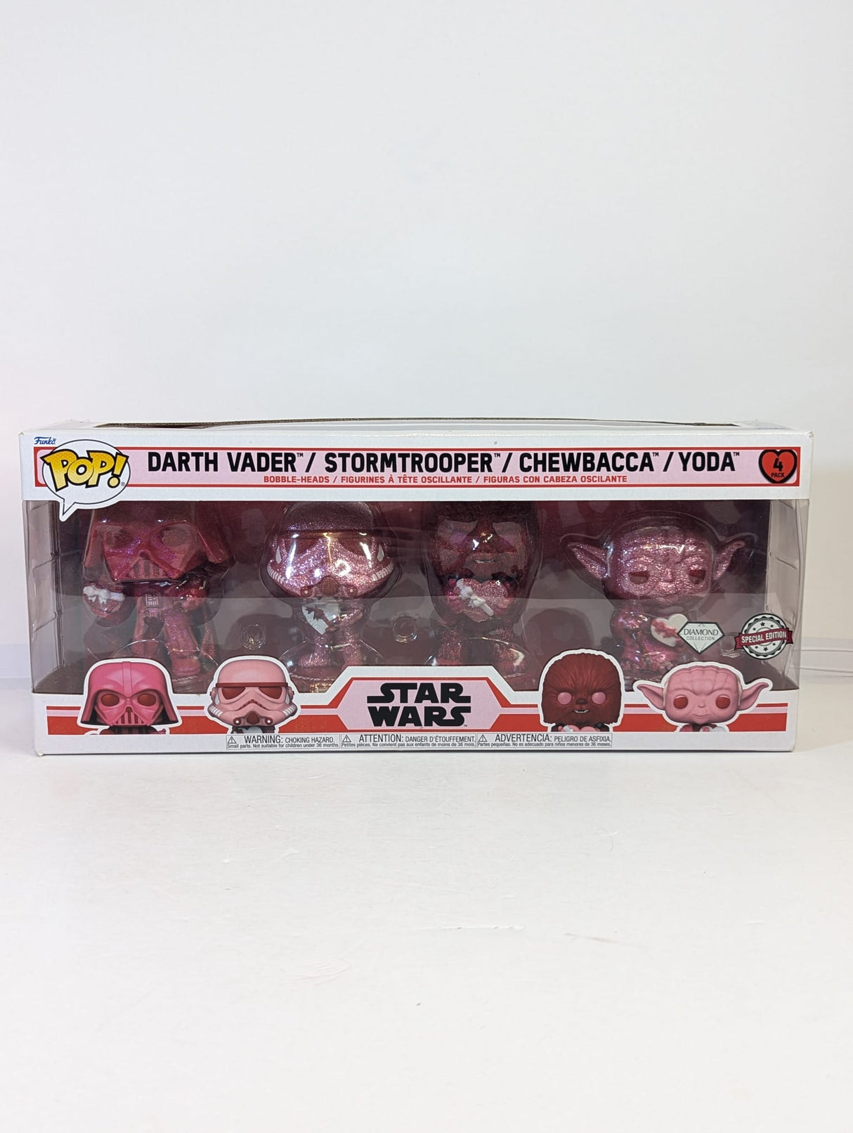 Star Wars Darth Vader, Stormtrooper, Chewbacca & Yoda (Diamond Collection) (Valentine's Edition) Funko Pop! Vinyl Figure 4-Pack
