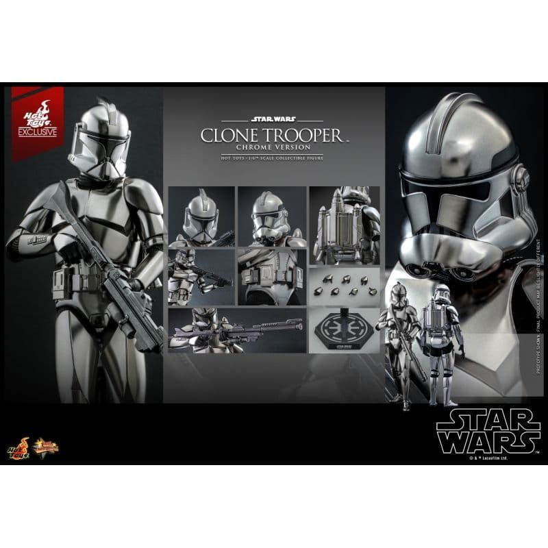 Star Wars Clone Trooper 1/6 Scale Hot Toys Collectible Figure (Chrome Version)