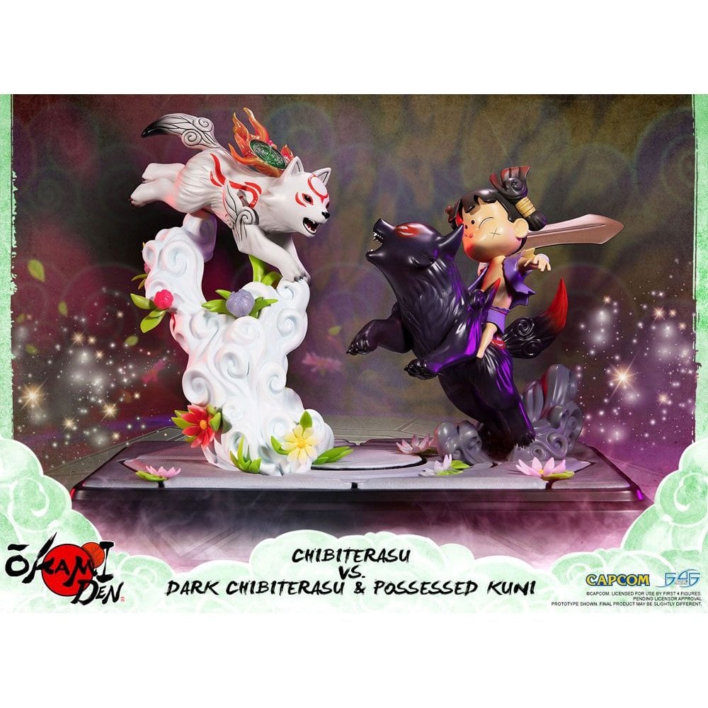 Okamiden Statue Chibiterasu vs. Dark Chibiterasu & Possessed Kuni Statue