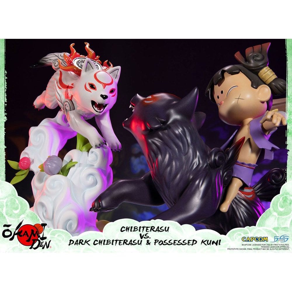 Okamiden Statue Chibiterasu vs. Dark Chibiterasu & Possessed Kuni Statue