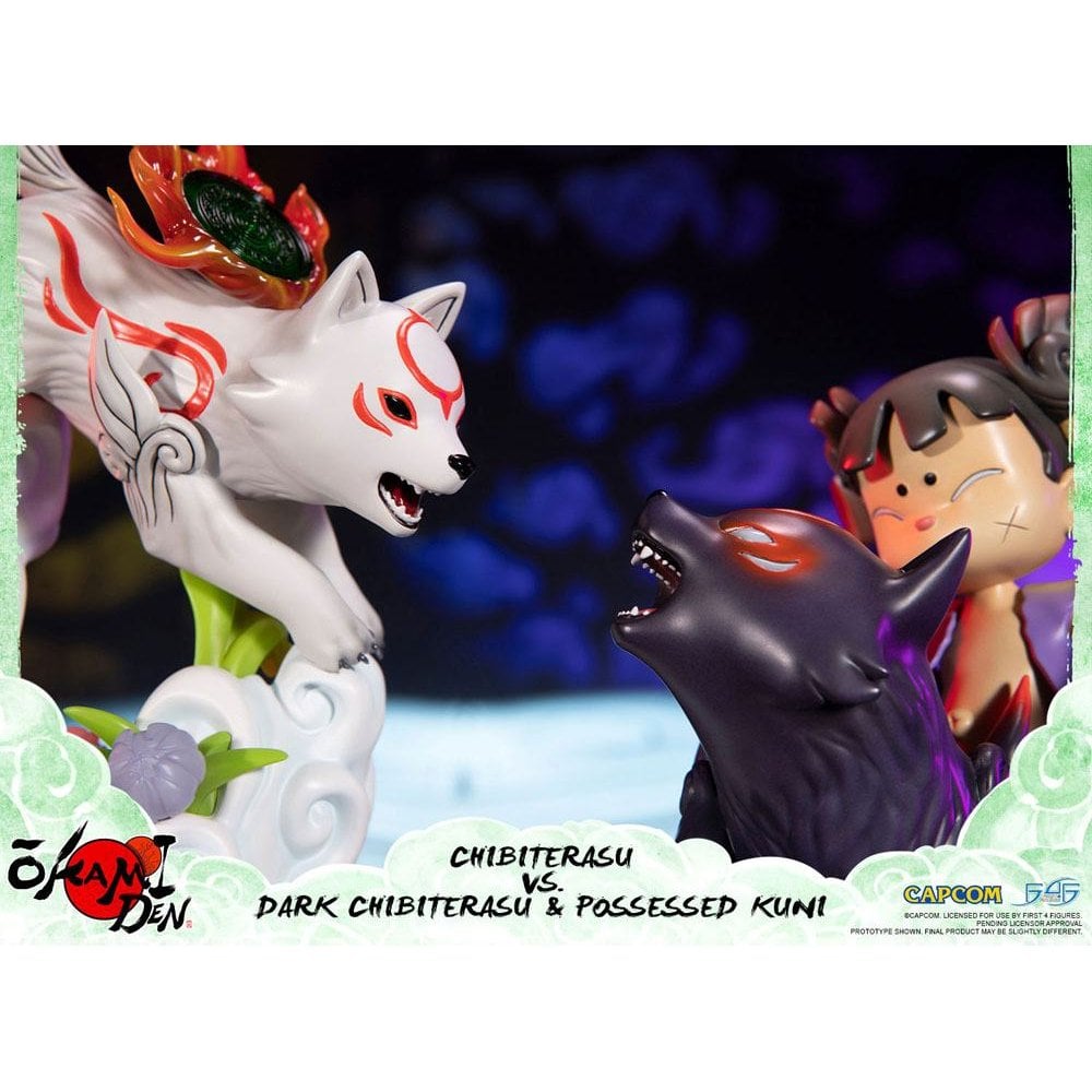 Okamiden Statue Chibiterasu vs. Dark Chibiterasu & Possessed Kuni Statue