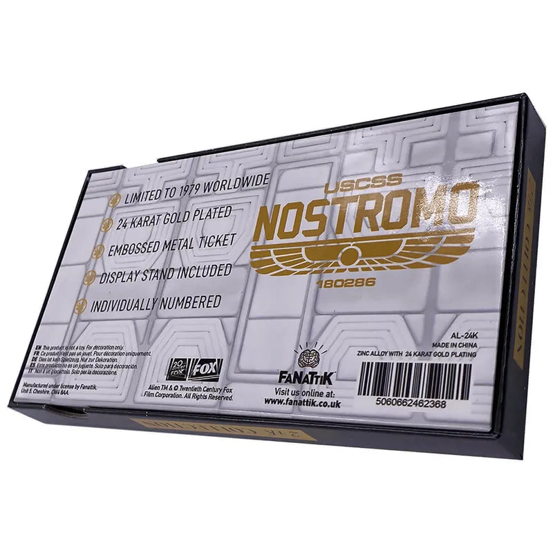 Alien 24K Gold Plated Boarding Ticket Limited Edition Replica