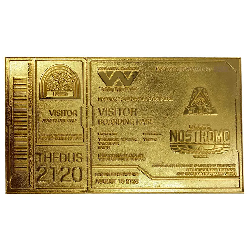Alien 24K Gold Plated Boarding Ticket Limited Edition Replica