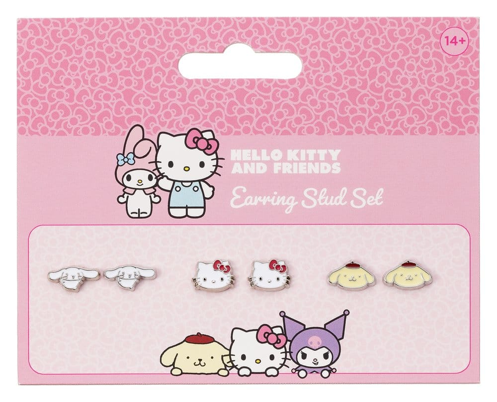 Sanrio Stud Earring Set Hello Kitty, Cinnamon Roll and Pompompurin