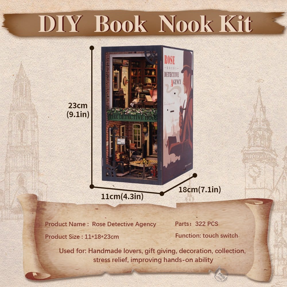 Book Nook Rose Detective Agency 23 x 11 cm