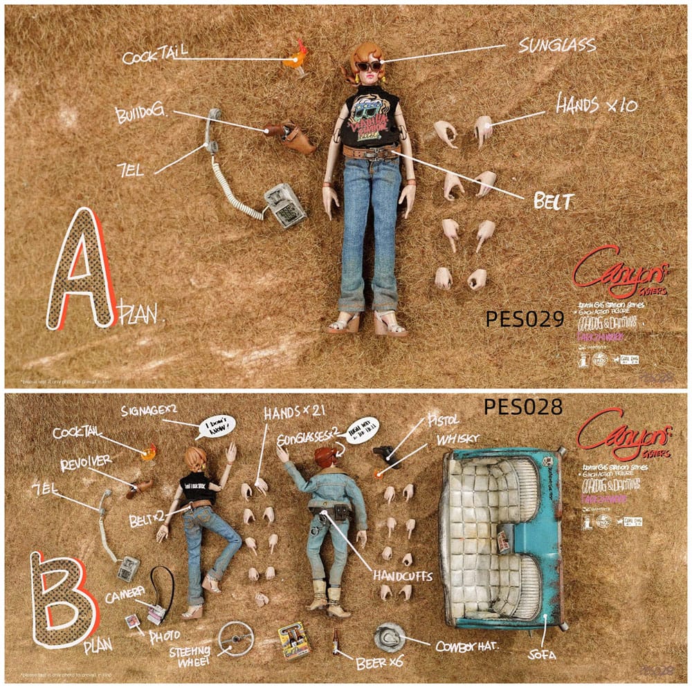 Death Gas Station Series Canyon Sisters: Mrs. T & Ms. L, 15 cm Action Figures