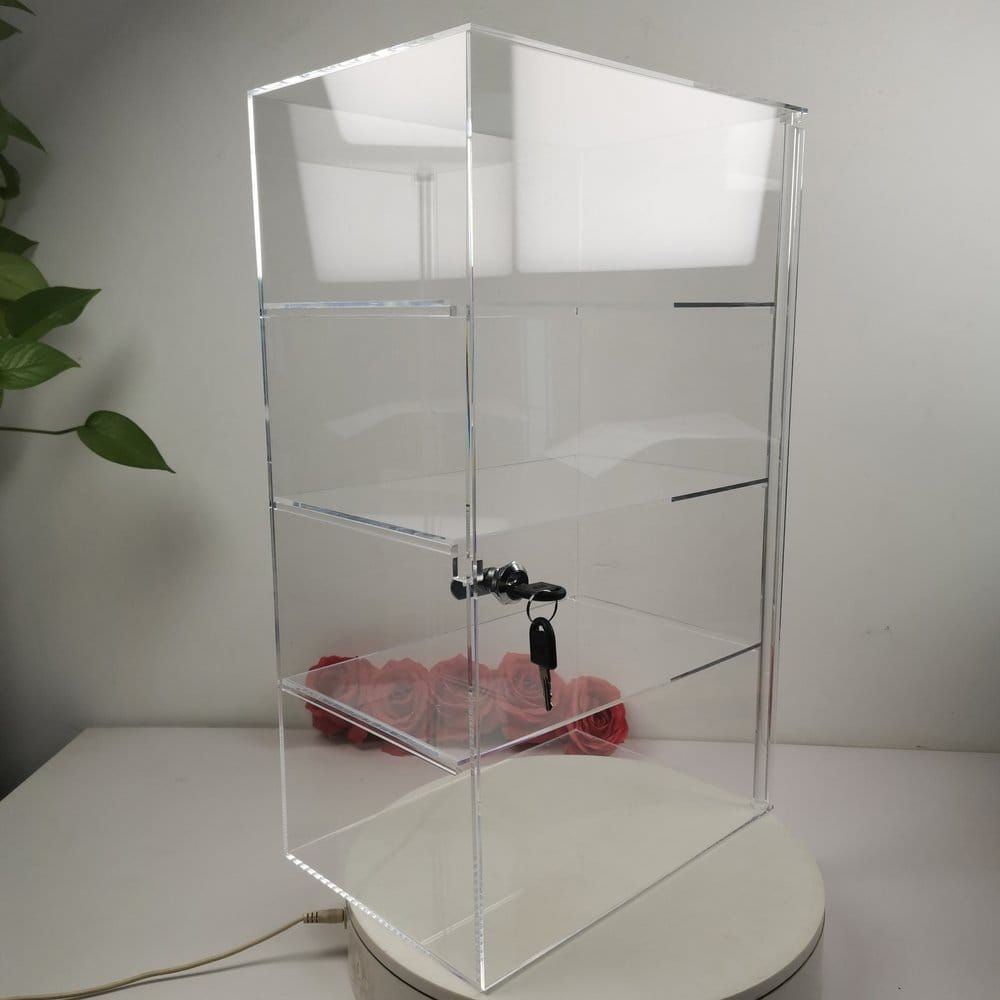 Evoretro 4-Tier Locking Acrylic Tiered Countertop Showcase Display Case