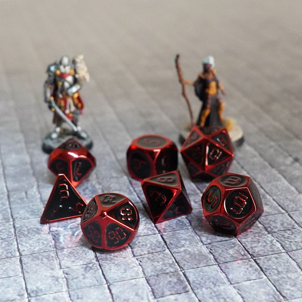 FanRoll Dice Set Red with Black Enamel (7)