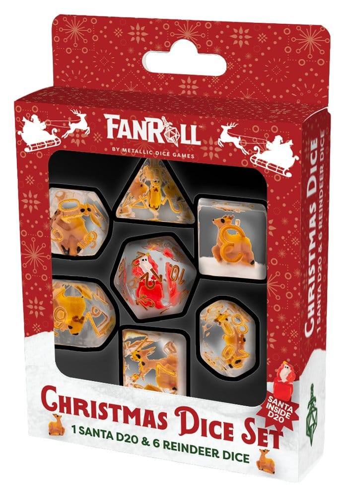 Christmas Resin Dice Set Reindeer & Santa