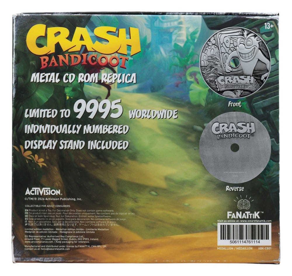 Crash Bandicoot Replica Metal CD-ROM Collectible Limited Edition 11 cm
