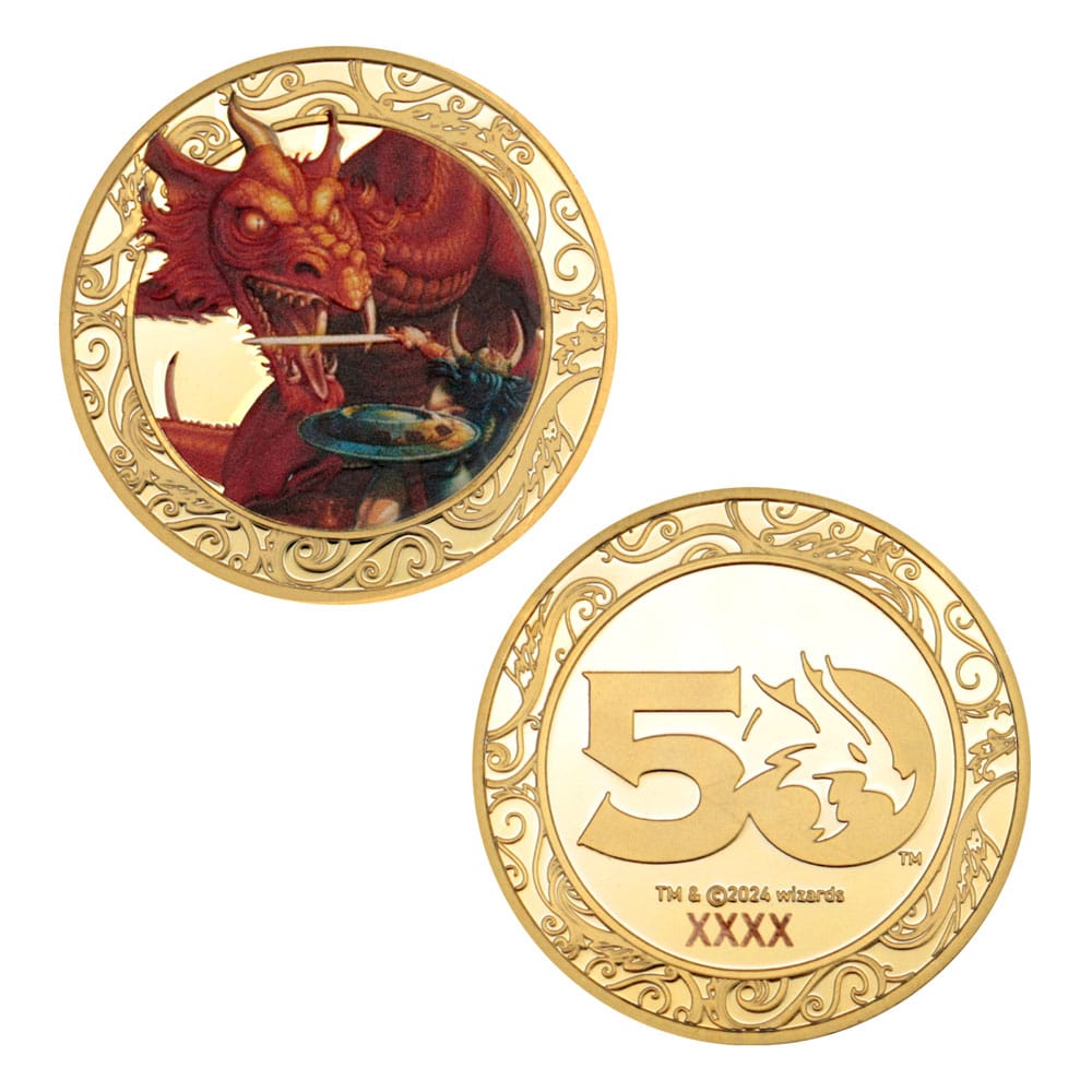 Dungeons & Dragons 50th Anniversary with Colour Print 24k Gold Plated Edition 4 cm Collectable Coin