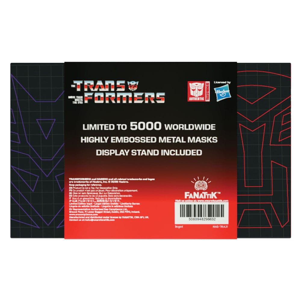 Transformers Replica Set of 2 Helmets Optimus Prime & Megatron Limited Edition