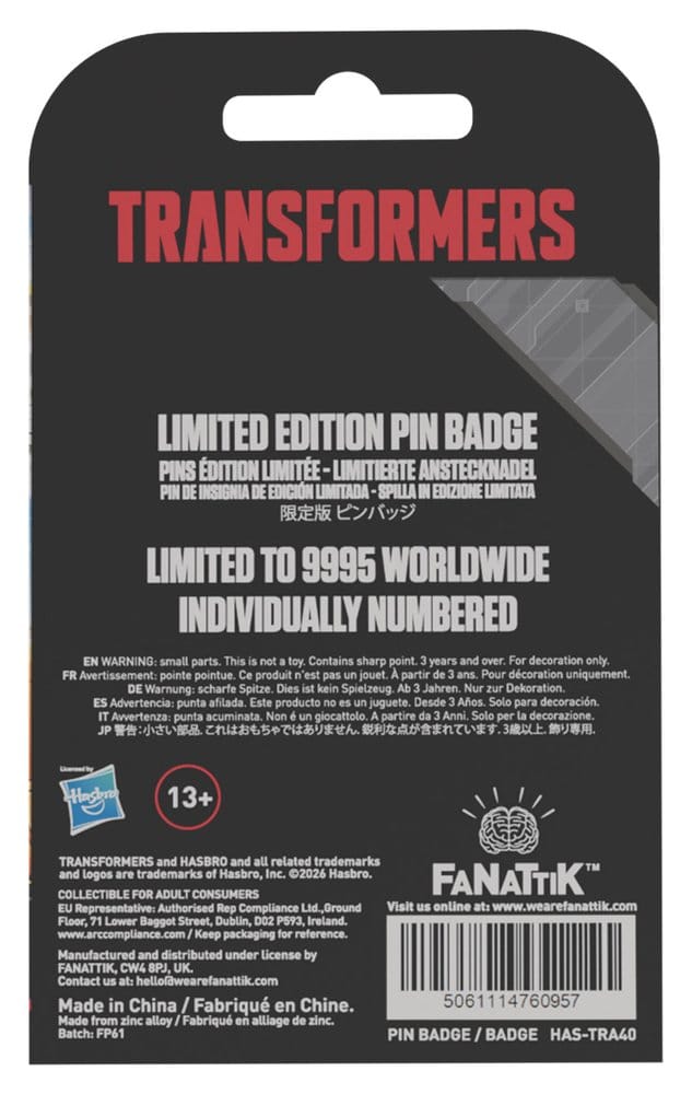Transformers Pin Badge The Movie 40th Anniversary Unicron Limited Edition