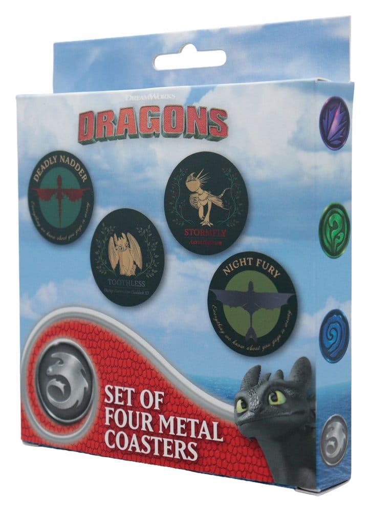 How to Train Your Dragon Coaster 4-Pack Dragon Printed Metal