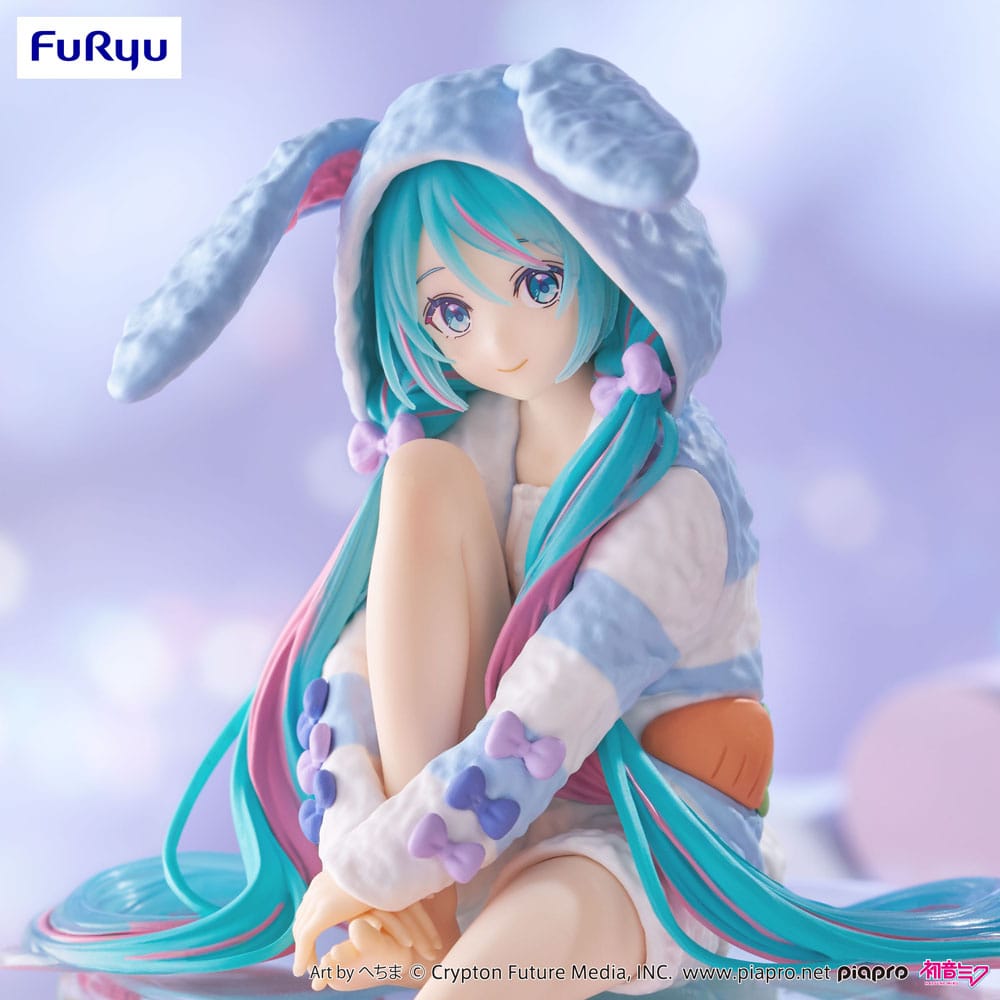 Hatsune Miku Noodle Stopper Rabbit Ear Hood Pajama Blue Color Ver. 14 cm PVC Statue