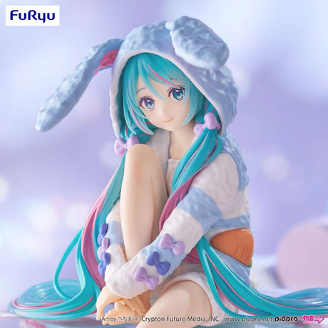 Hatsune Miku Noodle Stopper Rabbit Ear Hood Pajama Blue Color Ver. 14 cm PVC Statue