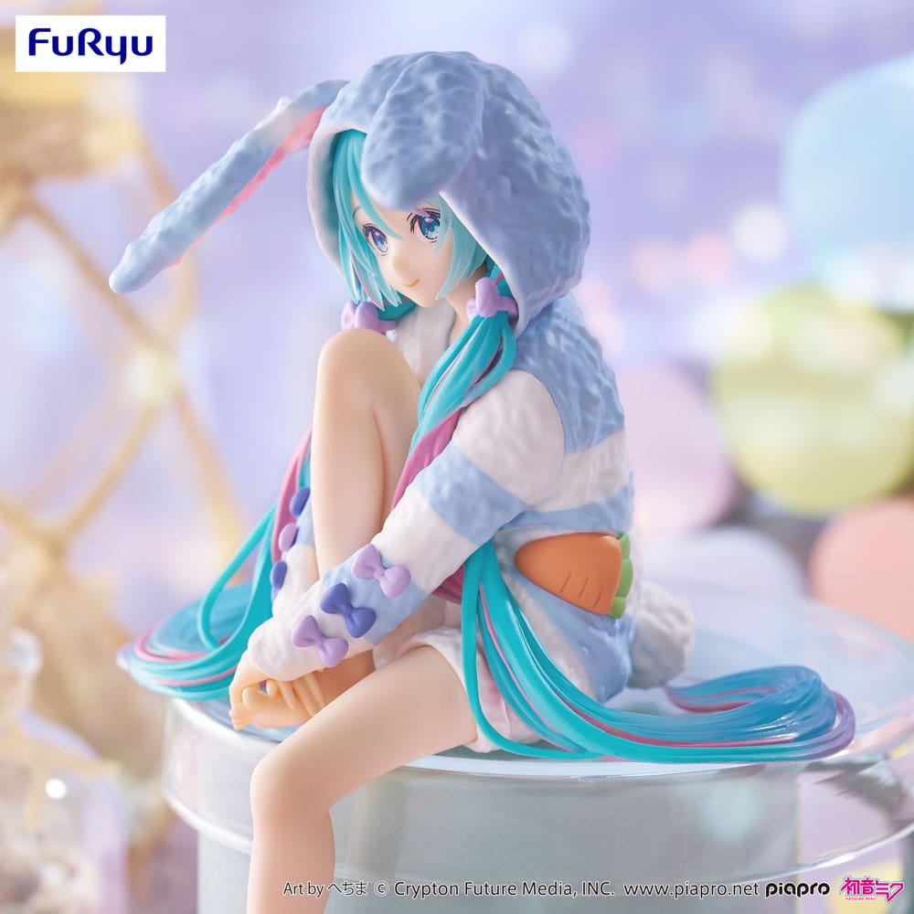 Hatsune Miku Noodle Stopper Rabbit Ear Hood Pajama Blue Color Ver. 14 cm PVC Statue