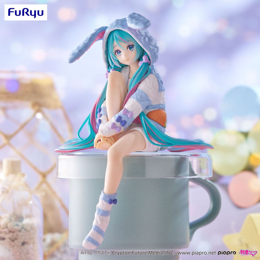 Hatsune Miku Noodle Stopper Rabbit Ear Hood Pajama Blue Color Ver. 14 cm PVC Statue