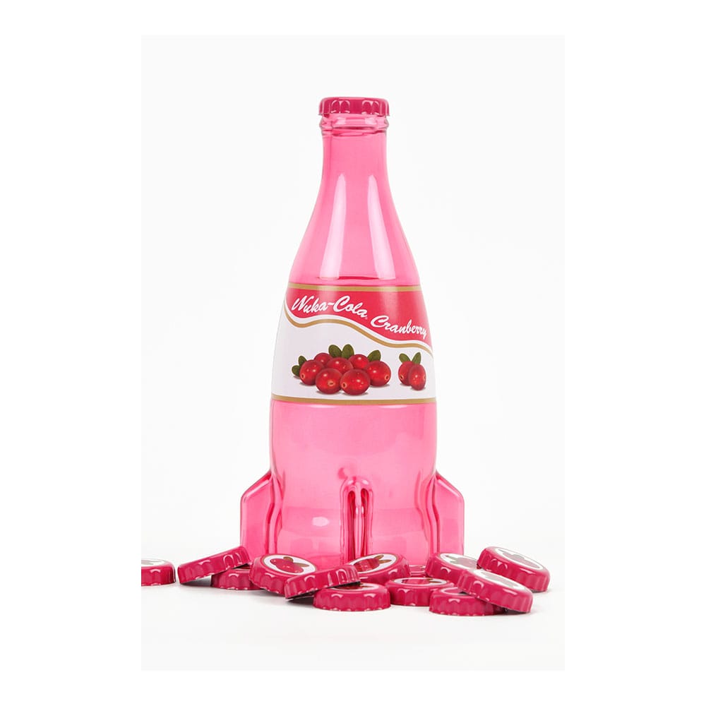 Fallout Nuka-Cola Cranberry Glass Bottle & Bottle Caps Replica