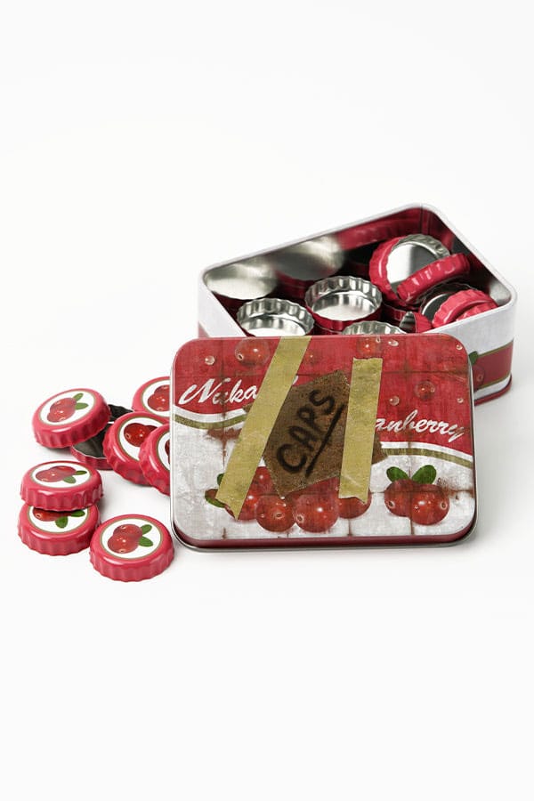 Fallout Nuka-Cola Cranberry Replica Bottle Caps With 10cm Collectible Tin