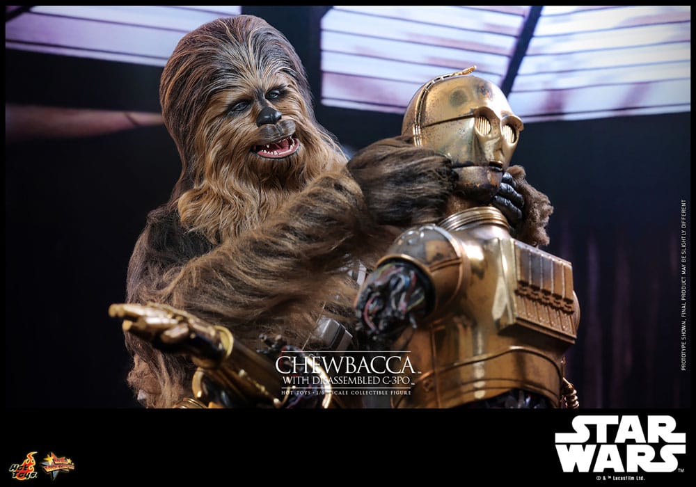 Star Wars Episode V Movie Masterpiece Chewbacca with Disassembled C-3PO 36 cm 1/6 Action Figure