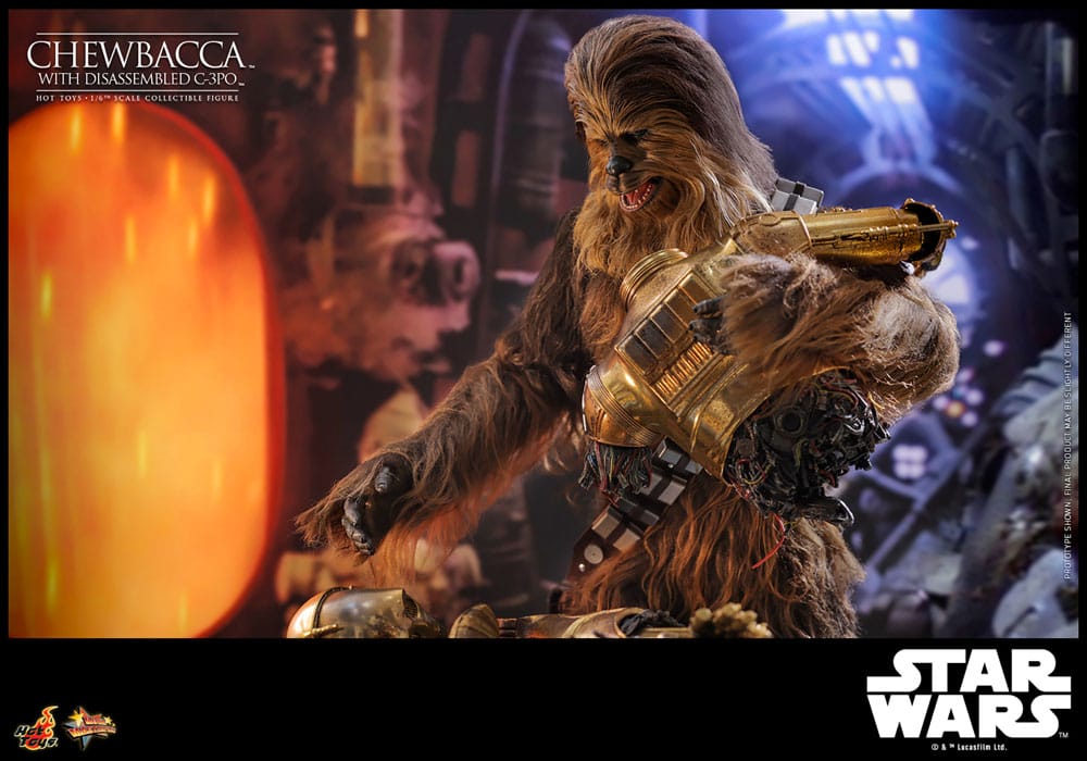 Star Wars Episode V Movie Masterpiece Chewbacca with Disassembled C-3PO 36 cm 1/6 Action Figure