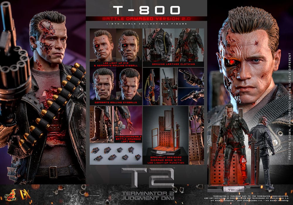 Terminator 2 T-800 Battle Damaged Version 2.0 32 cm 1/6 Movie Masterpiece Action Figure