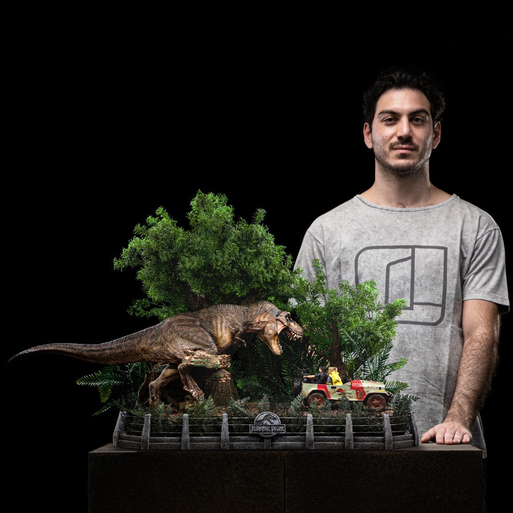 Jurassic Park T-Rex Chase 30 cm 1/20 Demi Art Scale Statue