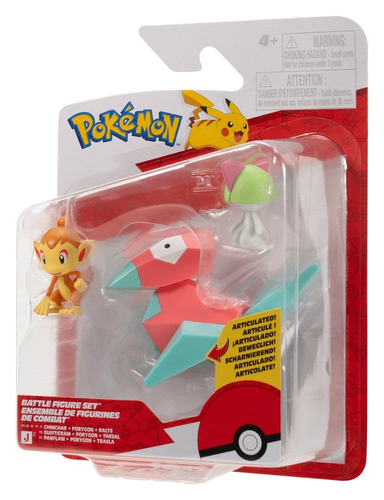 Pokémon Battle Figure Set Action Figures Chimchar, Ralts & Porygon (3-Pack)